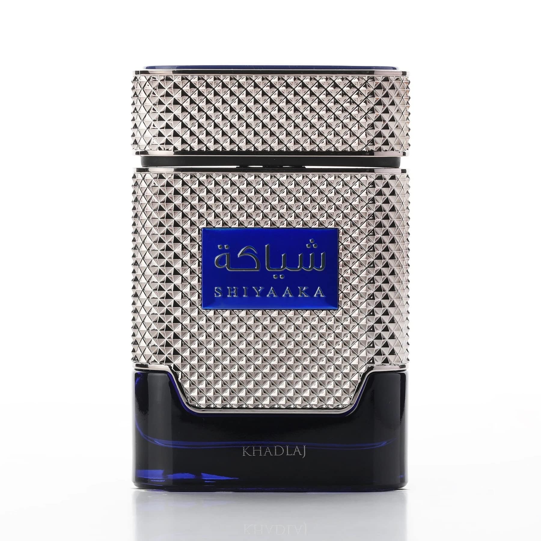KHADLAJ SHIYAAKA BLUE bottle close-up for confident daily wear.