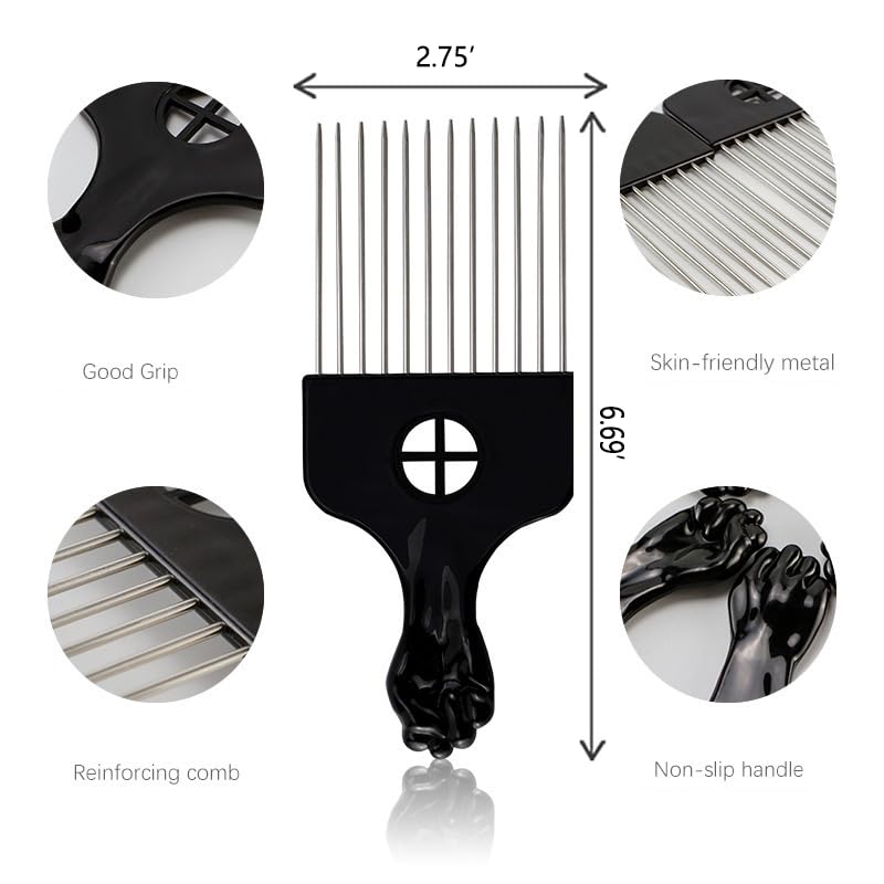 KHQBG Afro pick teeth deliver wide detangling for thick hair.