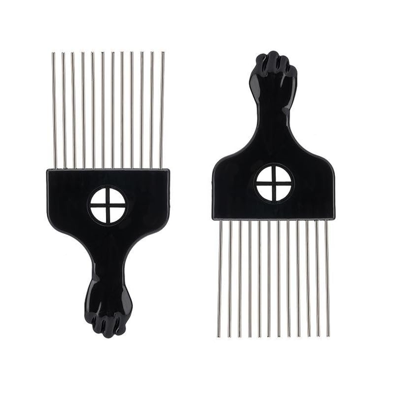 KHQBG Afro pick with fist-shaped handle detangles curls softly.
