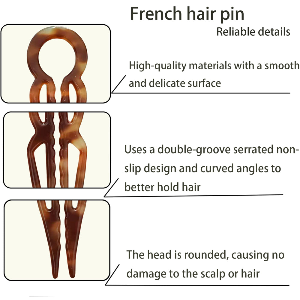 Khwcft Prestige French hair pin anti-slip design ensures secure hold during movement