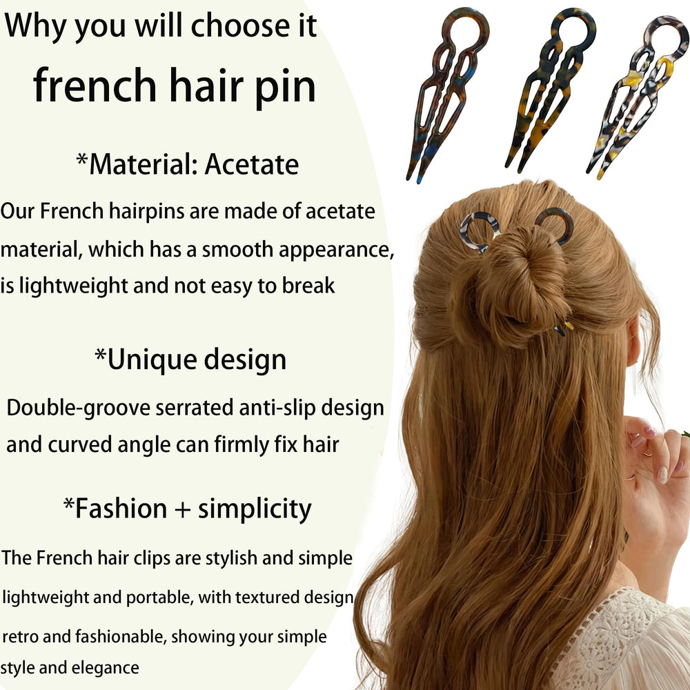 Khwcft Prestige French hair pin double-notch locking for anti-loosening hold