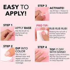 Kiara Sky Dip Base Coat delivers salon-quality finish with lightweight, durable wear.