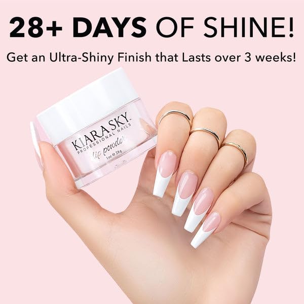 Kiara Sky Dip Manicure chip-resistant top coat for durable wear between sessions.