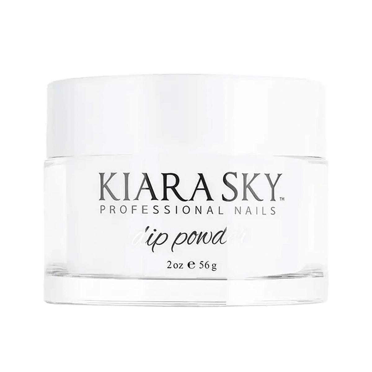 Kiara Sky Dip Powder Essentials Clear bottle close-up for nail enhancements.