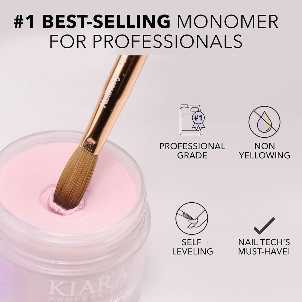 Kiara Sky EMA Monomer in use during acrylic nail application for smooth flow