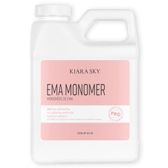 Kiara Sky EMA Monomer bottle front view highlighting self-leveling formula for smooth nails.