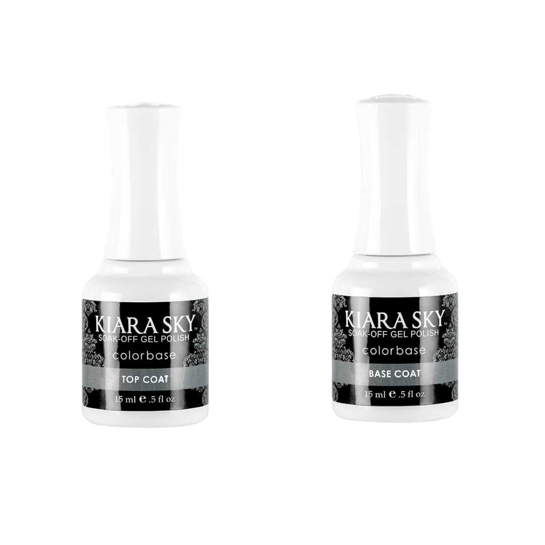 Kiara Sky gel top coat bottle showing a high-gloss, long-lasting finish.