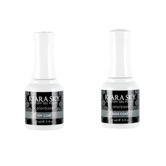 Kiara Sky gel top coat bottle showing a high-gloss, long-lasting finish.