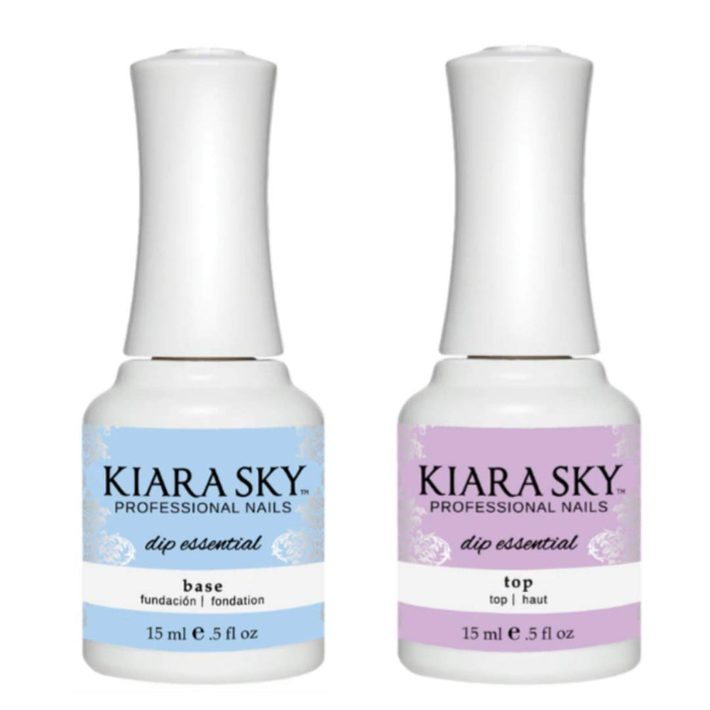Kiara Sky Liquid Essentials Dip Manicure base coat bottle for strong, smooth adhesion.