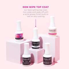 Kiara Sky non-wipe top coat closeup shows glossy, clean finish