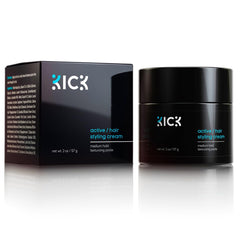 Kick Active hair cream bottle with easy grip for precise styling control