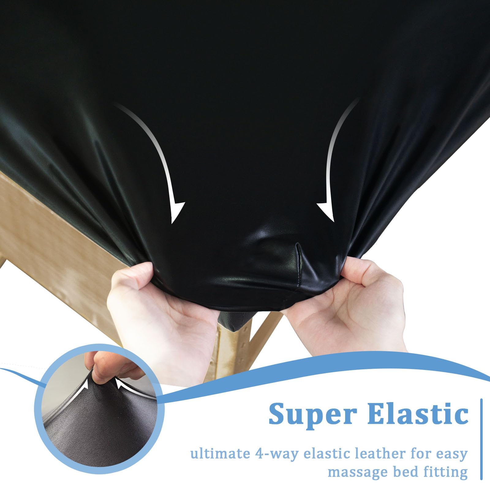 KIDOACOW leather massage table cover black texture image highlights professional spa appearance and bed protection