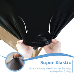 KIDOACOW leather massage table cover black texture image highlights professional spa appearance and bed protection
