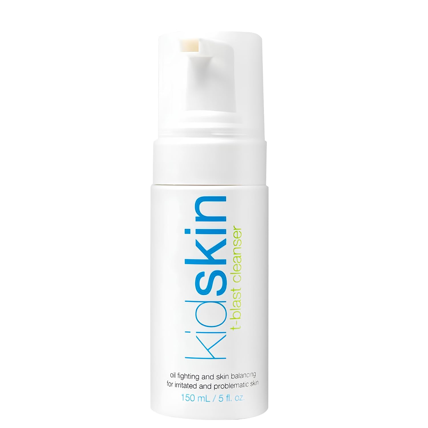 Kidskin T-Blast cleanser foaming pump demonstrates gentle daily cleansing for teens.