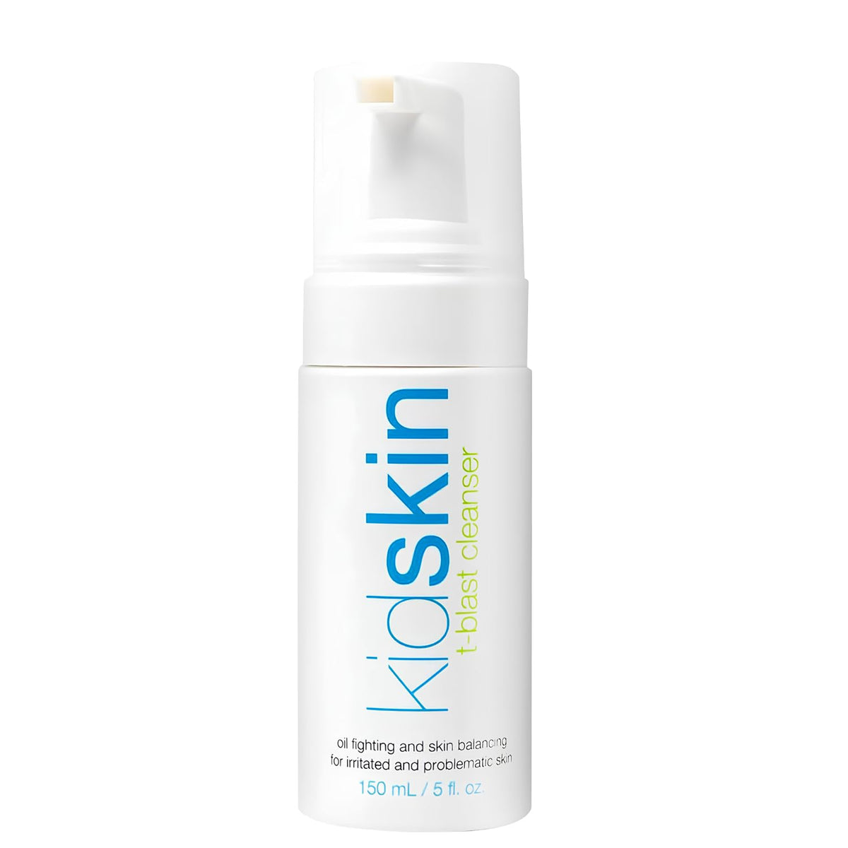 Kidskin T-Blast cleanser foaming pump demonstrates gentle daily cleansing for teens.