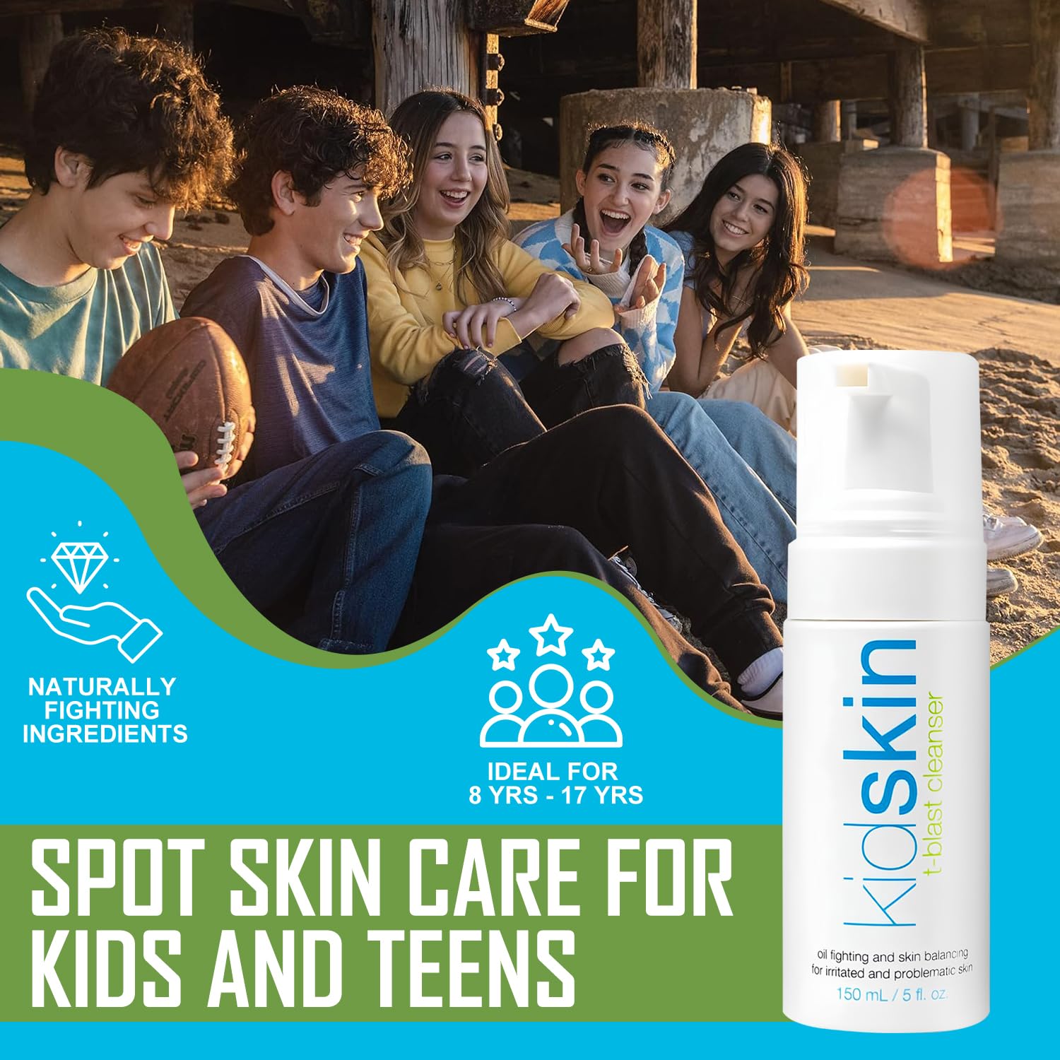 Kidskin teen foaming face wash with soft lather for daily use.
