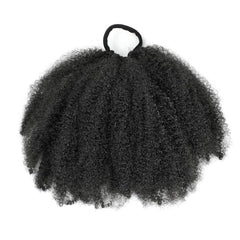 Kid's Summer Afro Puff bun closeup texture shows soft, natural-looking fiber blend