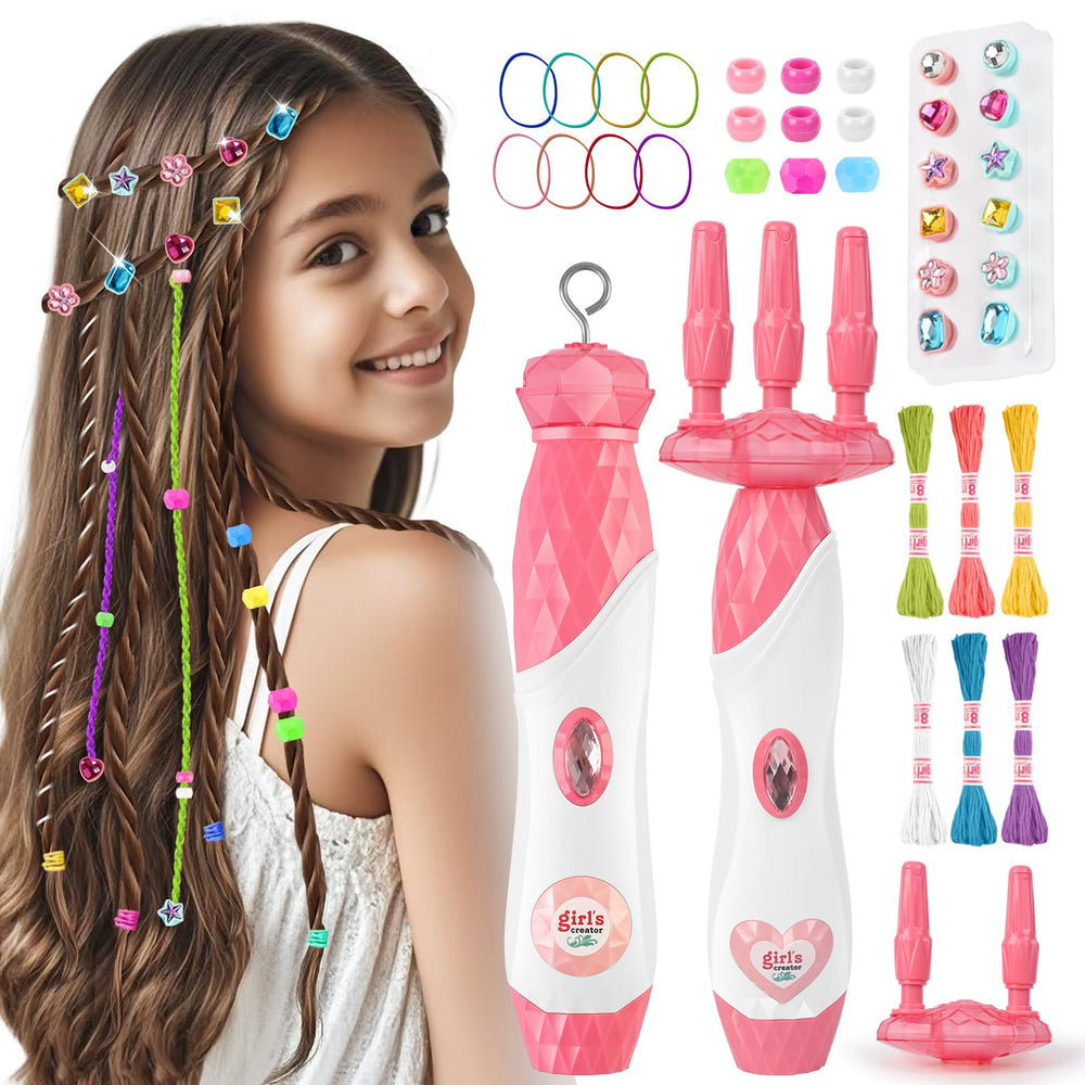 Kidzkube DIY Hair Salon toy main unit shows easy braiding for kids' styling sessions.