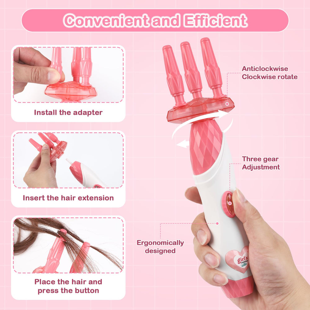 Kidzkube rope braider with accessories offers versatile hair styling options for pretend salon.