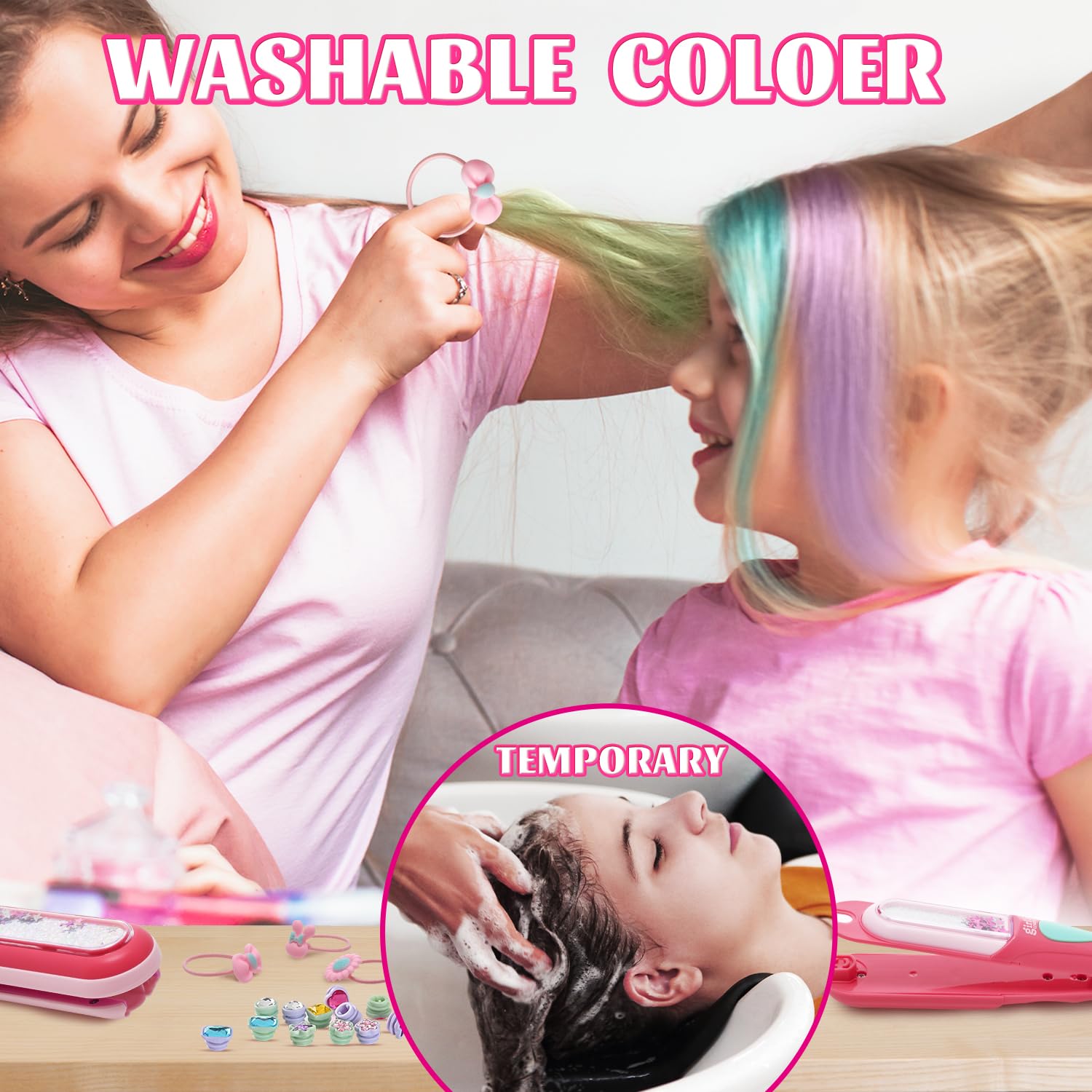 Kidzkube six-color hair chalk set providing vibrant hues for rainbow styles