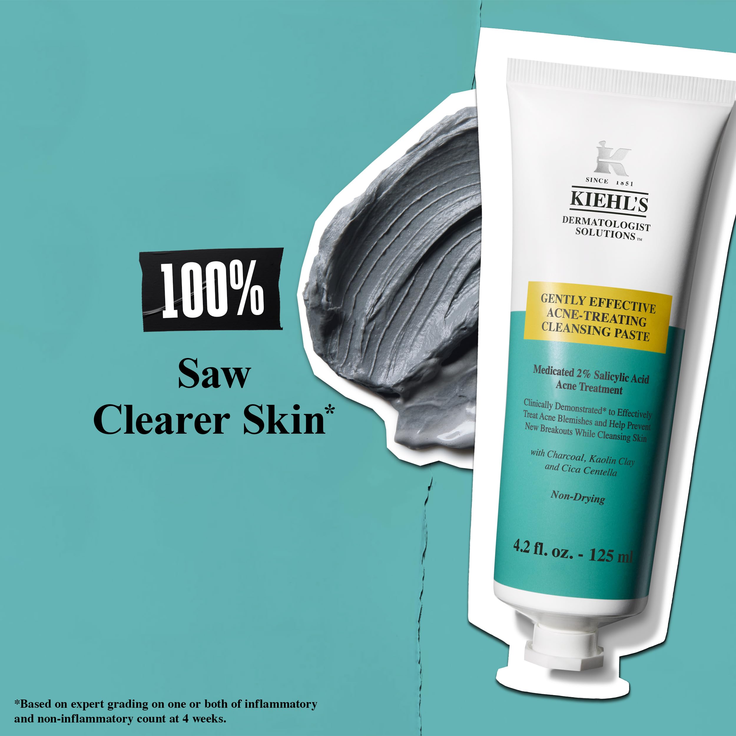 Close-up of Kiehl's paste texture for gentle cleansing and treatment.
