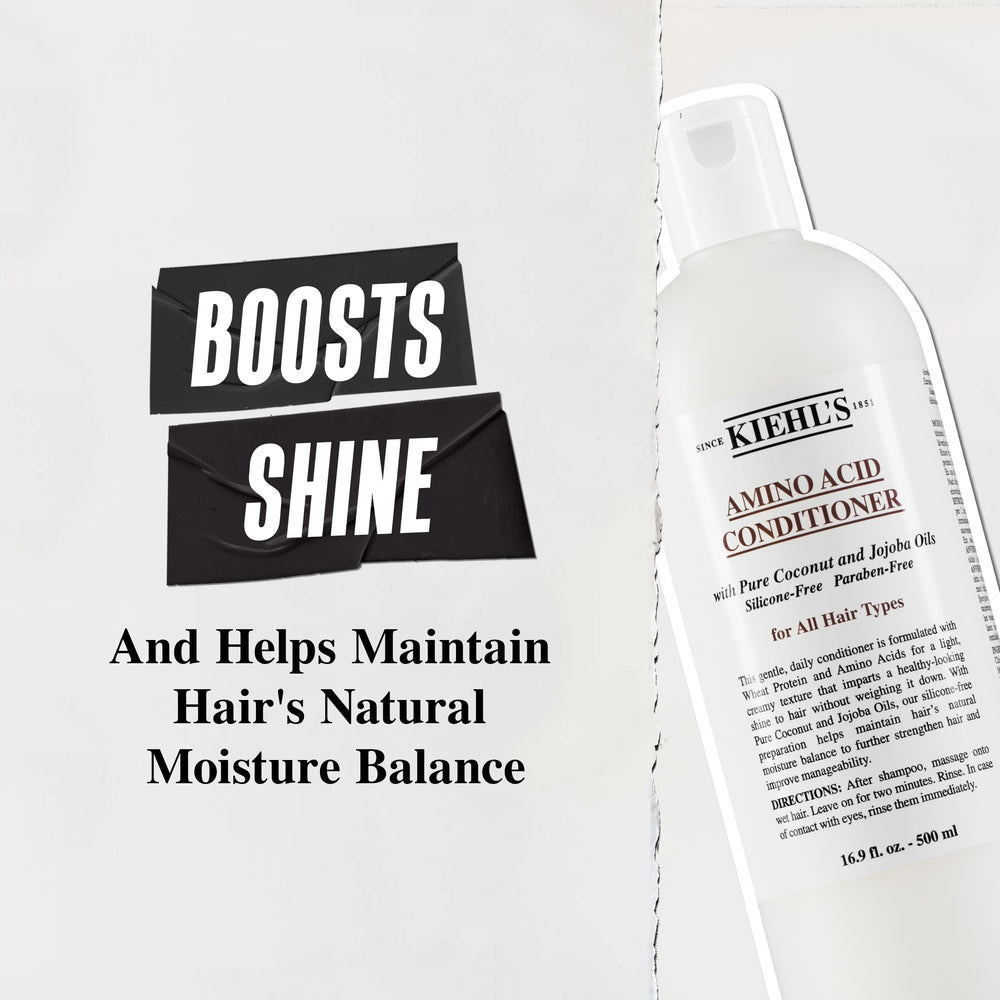 Kiehl's Amino Acid Conditioner in hand suggests easy application for all hair types.
