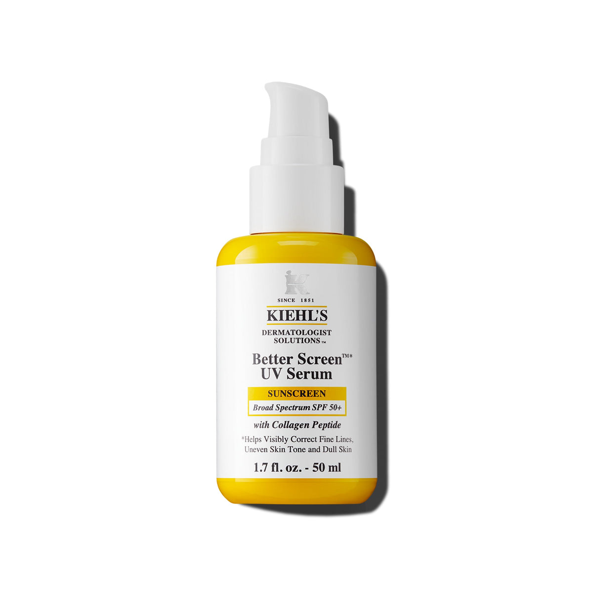 Kiehl's Better Screen UV Serum bottle closeup showing SPF protection for daily wear