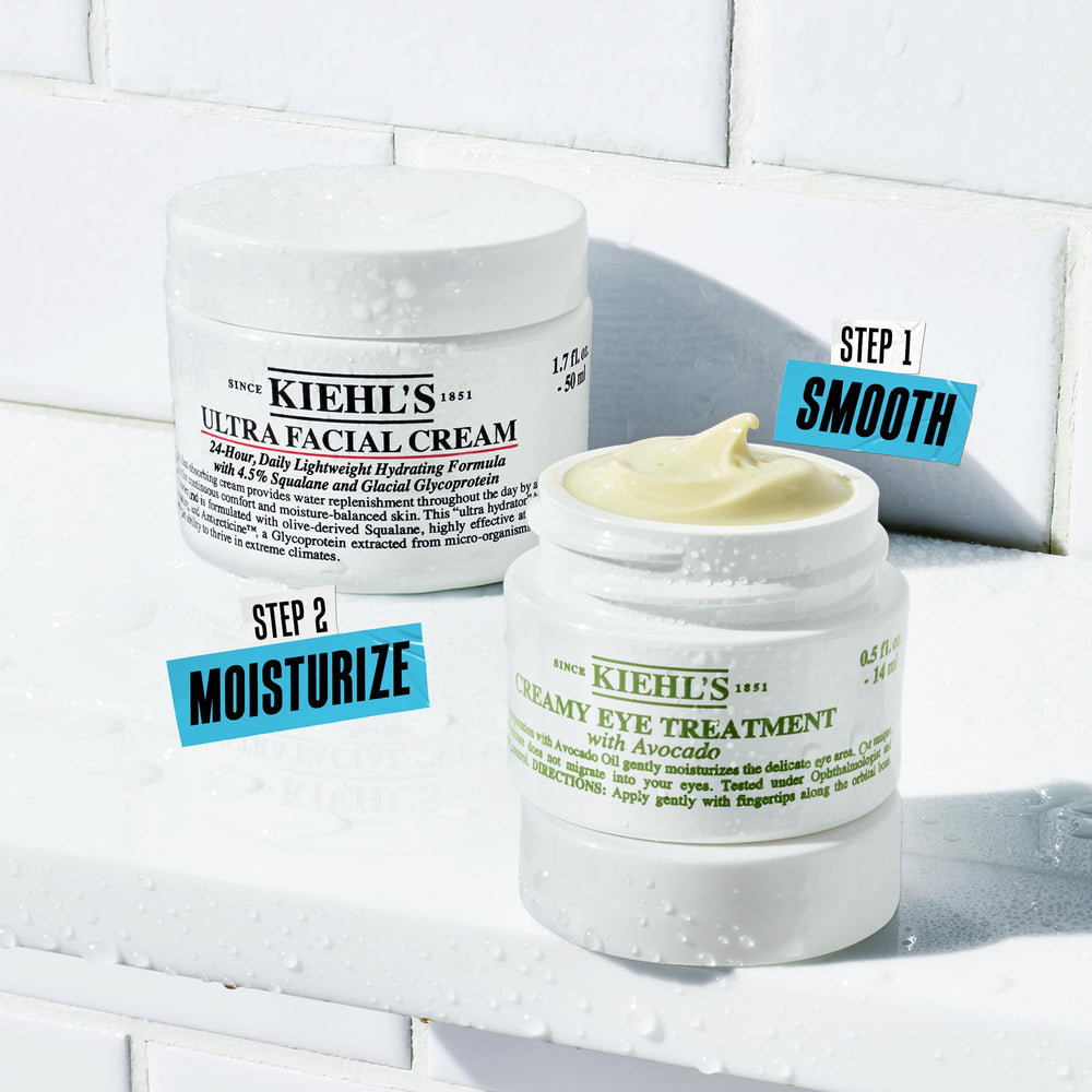 Kiehl's Brightened eye area close-up reveals texture improvement near the orbital zone.
