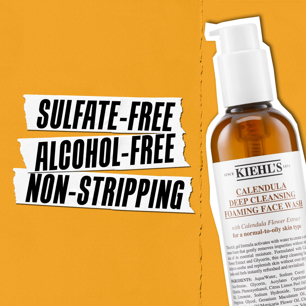 Kiehl's Calendula flowers image emphasizes soothing ingredients for calm skin.