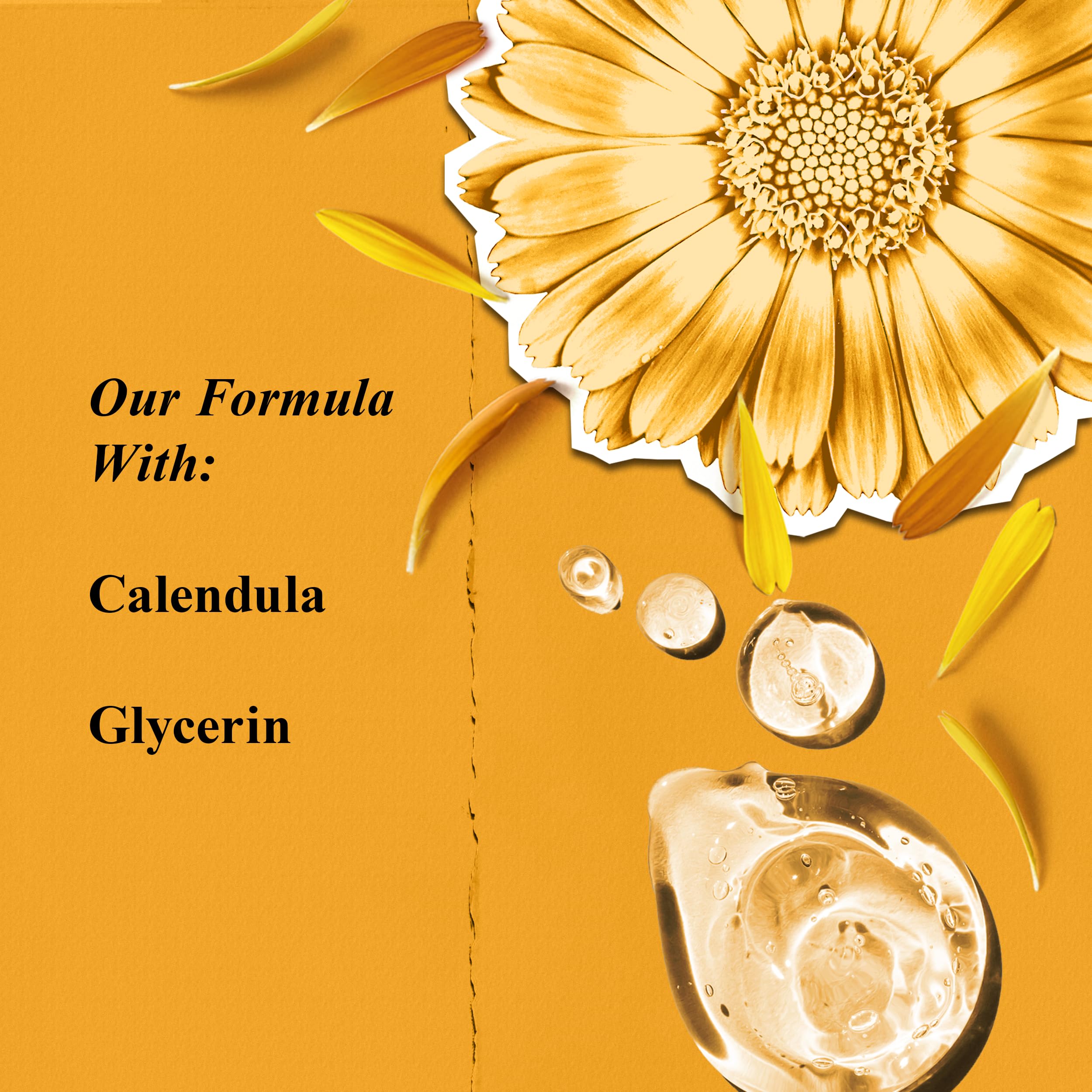 Kiehl's Calendula glycerin closeup demonstrates hydration retention for soft, balanced skin.