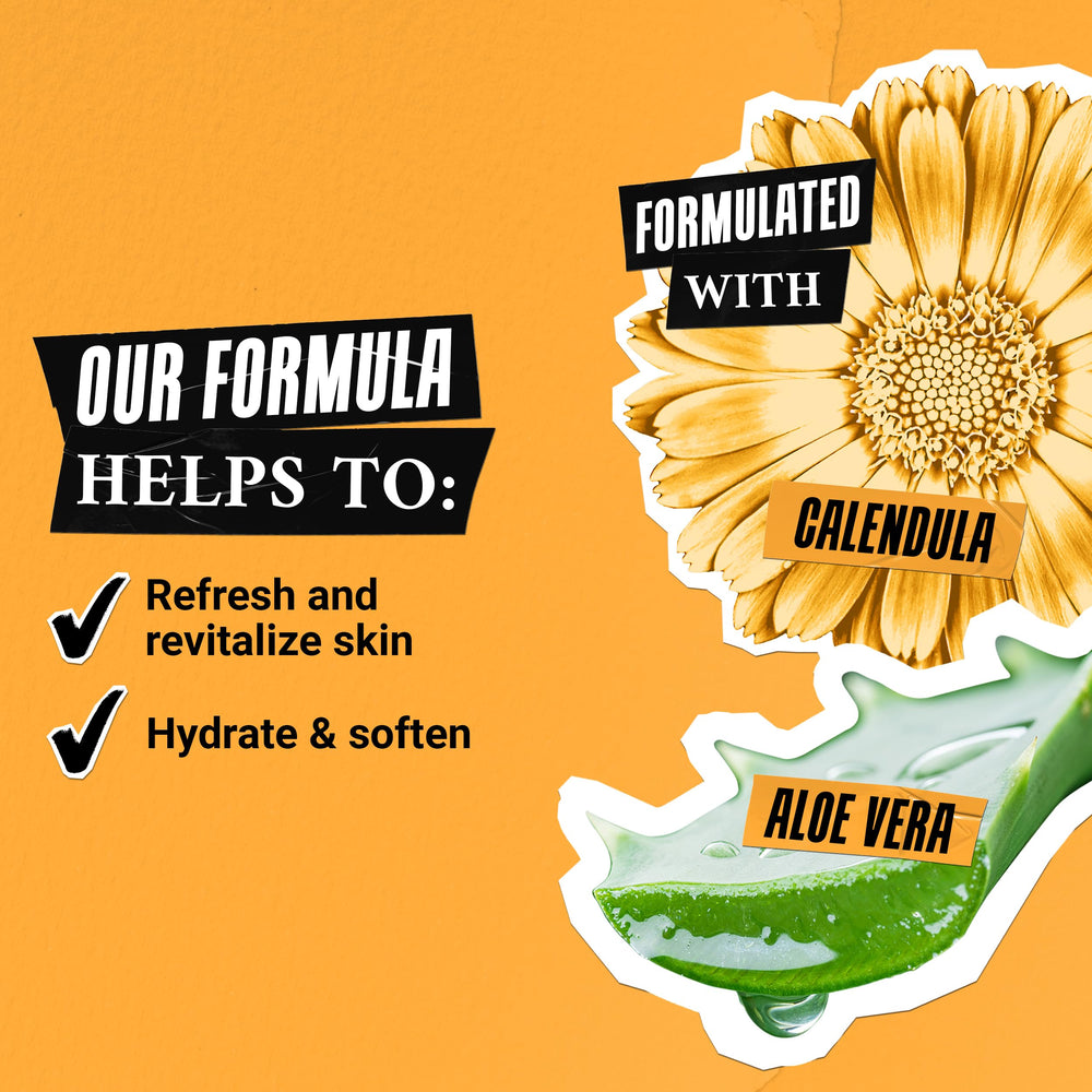 Kiehl's Calendula mask gel texture on skin offers soothing hydration.