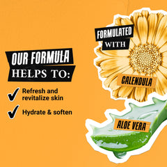 Kiehl's Calendula mask gel texture on skin offers soothing hydration.