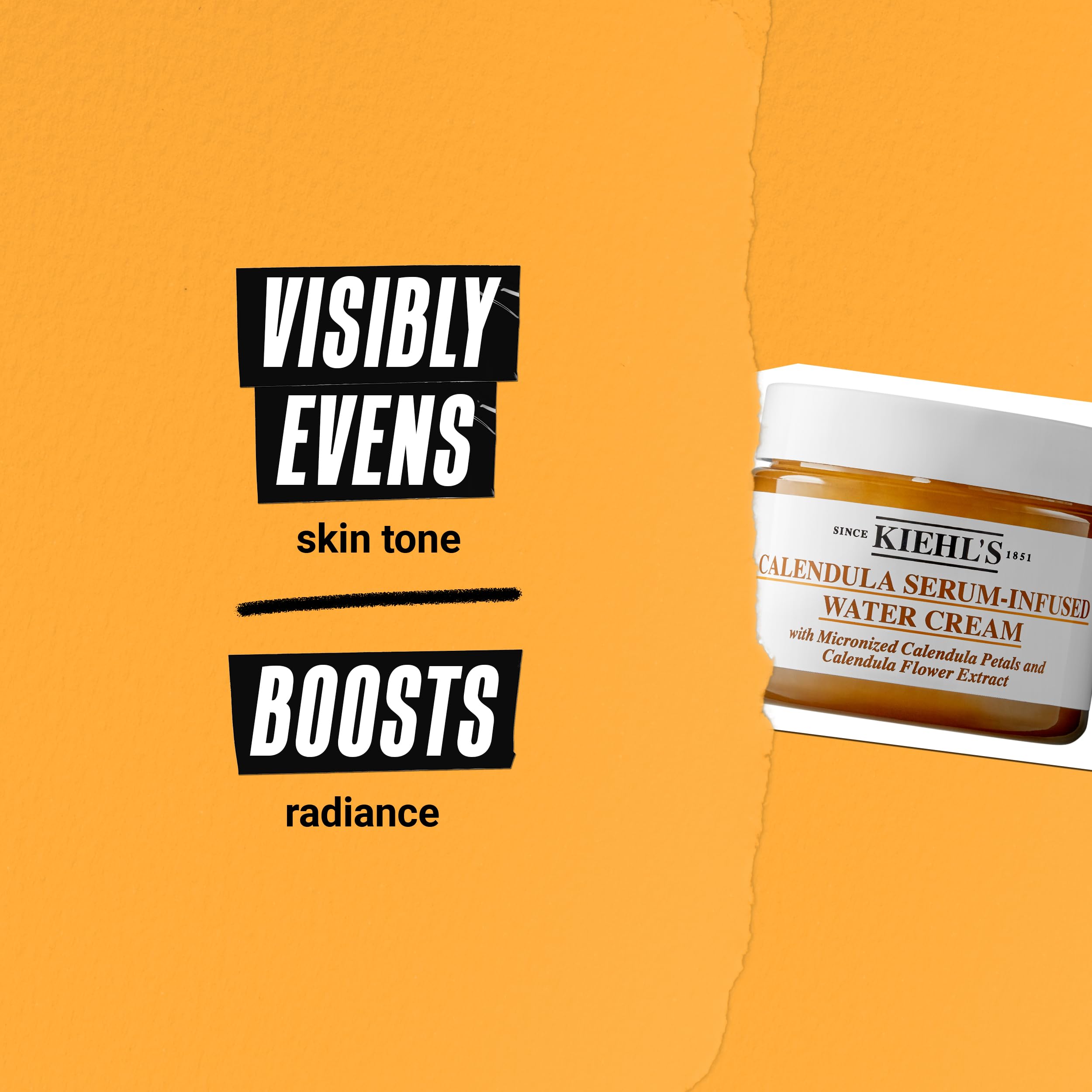 Kiehl's Calendula Serum-Infused Water Cream being massaged in for 24-hour hydration.