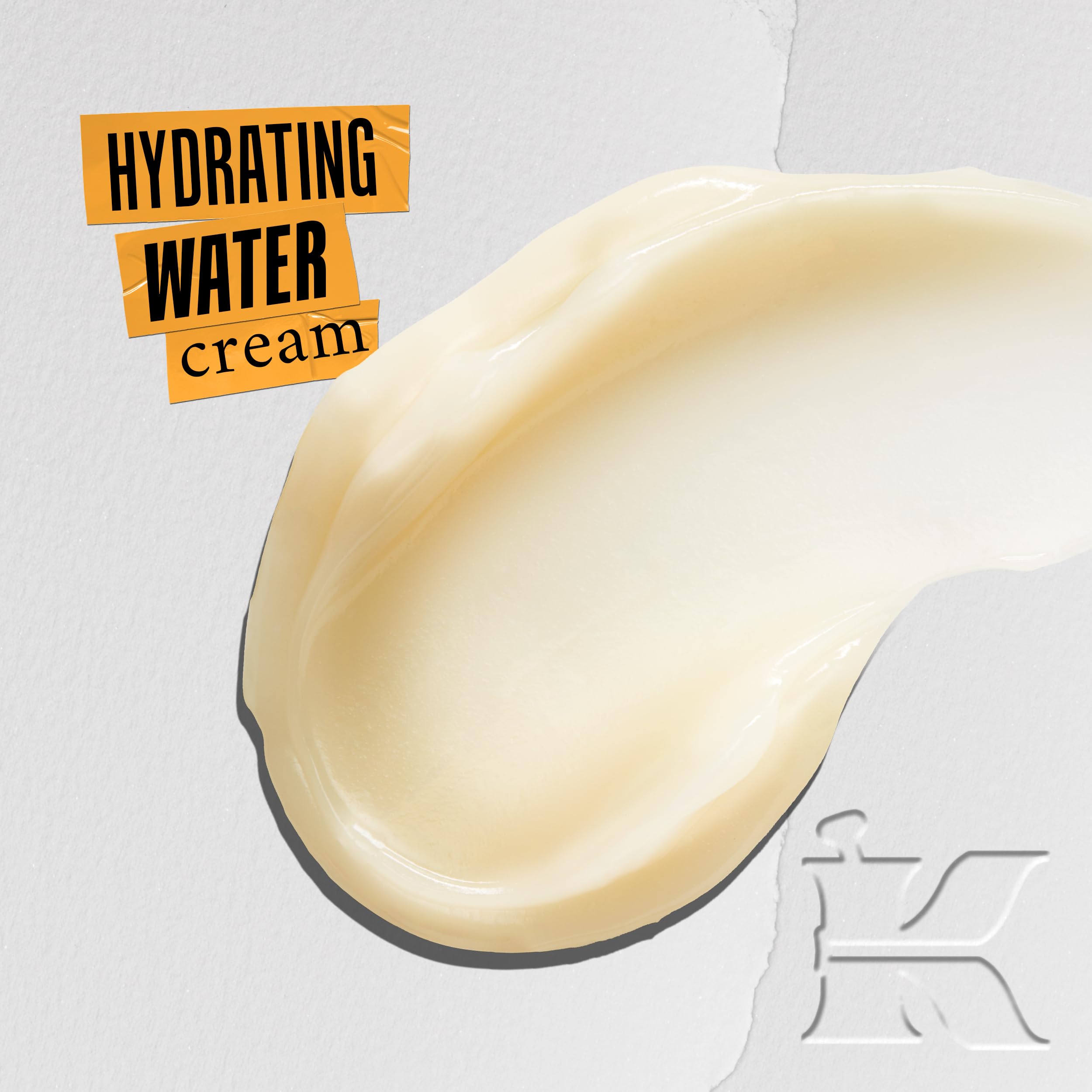 Kiehl's Calendula Serum-Infused Water Cream texture swatch demonstrates lightweight hydration for sensitive skin.