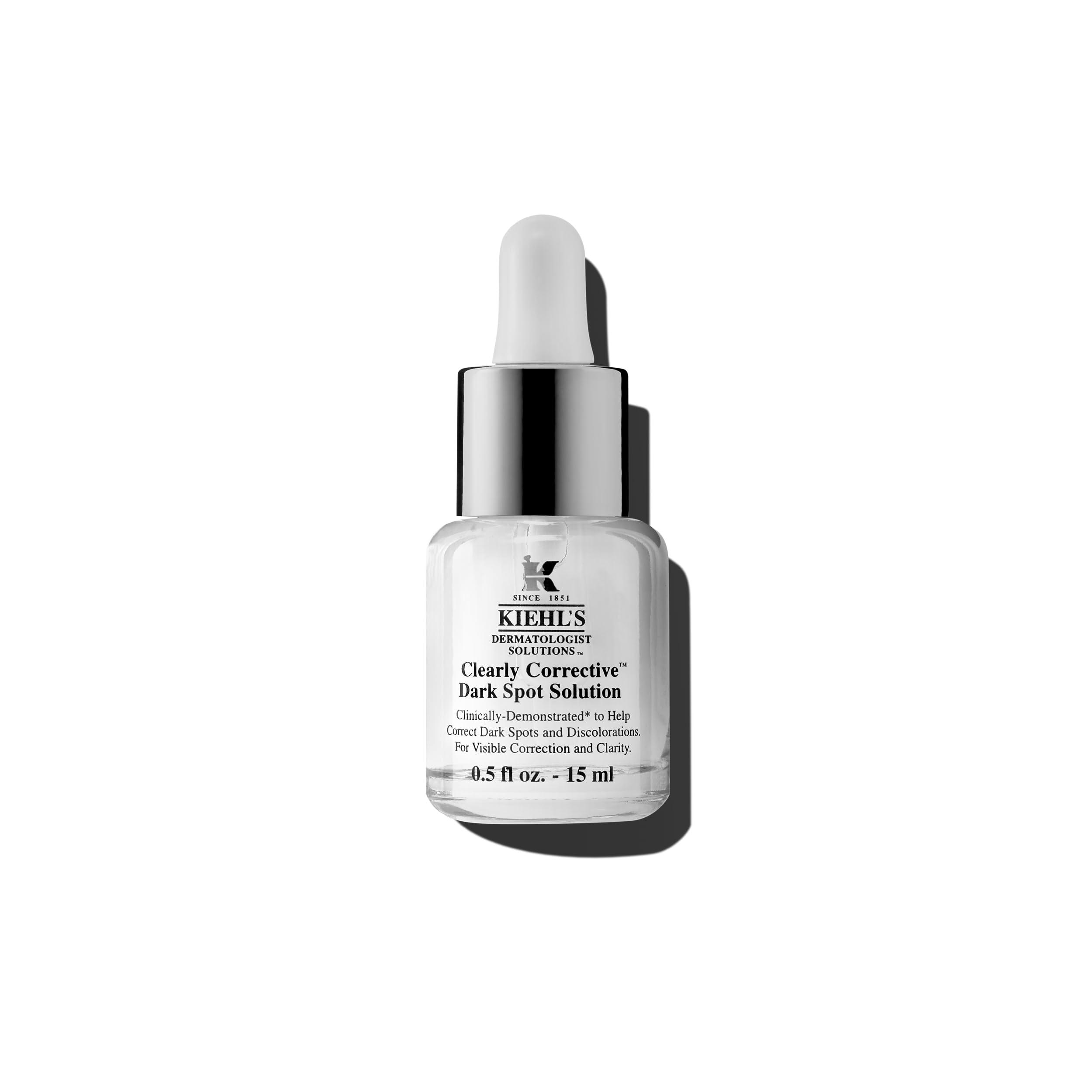 Kiehl's Clearly Corrective Serum bottle closeup for brightening skincare benefits