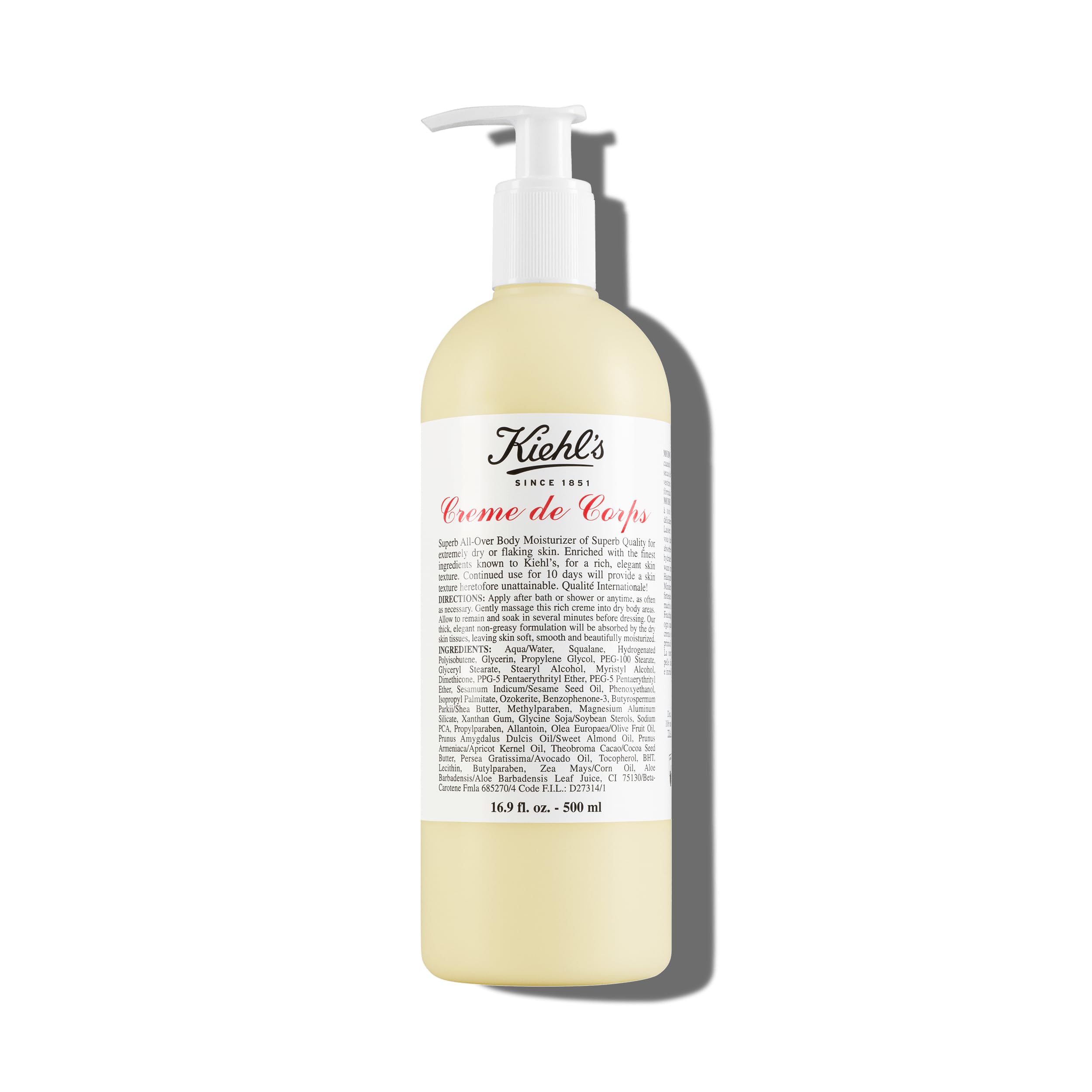 Kiehl's Creme de Corps Rich bottle closeup highlighting premium hydration