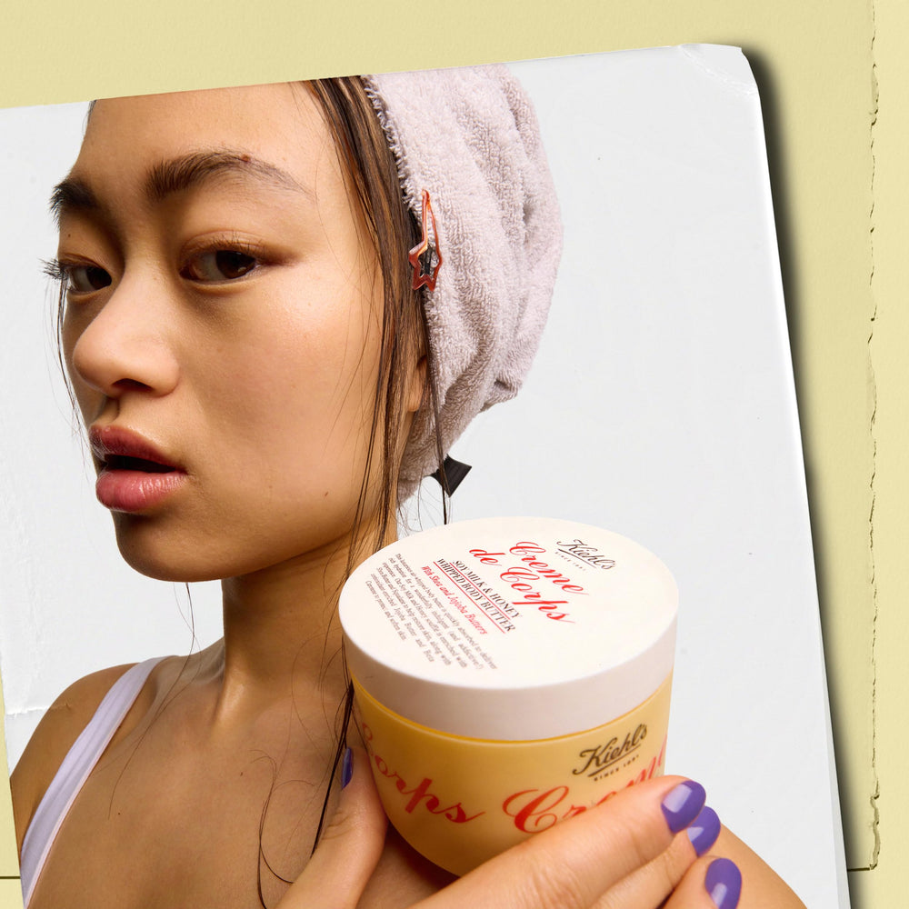 Kiehl's Creme de Corps Whipped Butter jojoba-butter-nourish image communicates deep hydration.