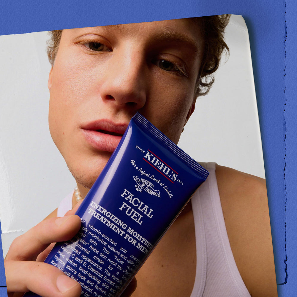 Kiehl's Facial Fuel caffeine energizes the look and reduces dullness.