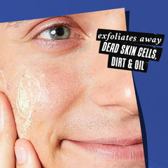 Kiehl's Facial Fuel Scrub lather showing caffeine boost for refreshed skin