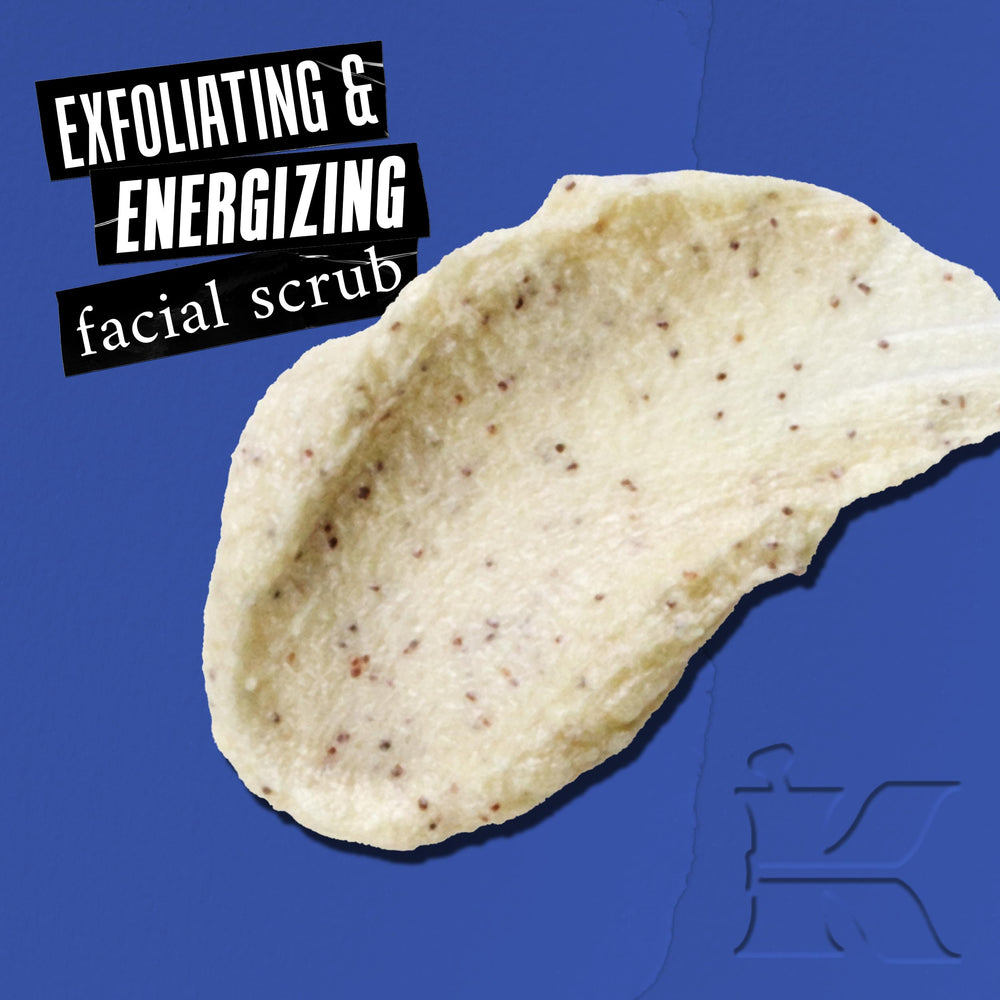 Kiehl's Facial Fuel Scrub texture with apricot kernel granules for gentle exfoliation