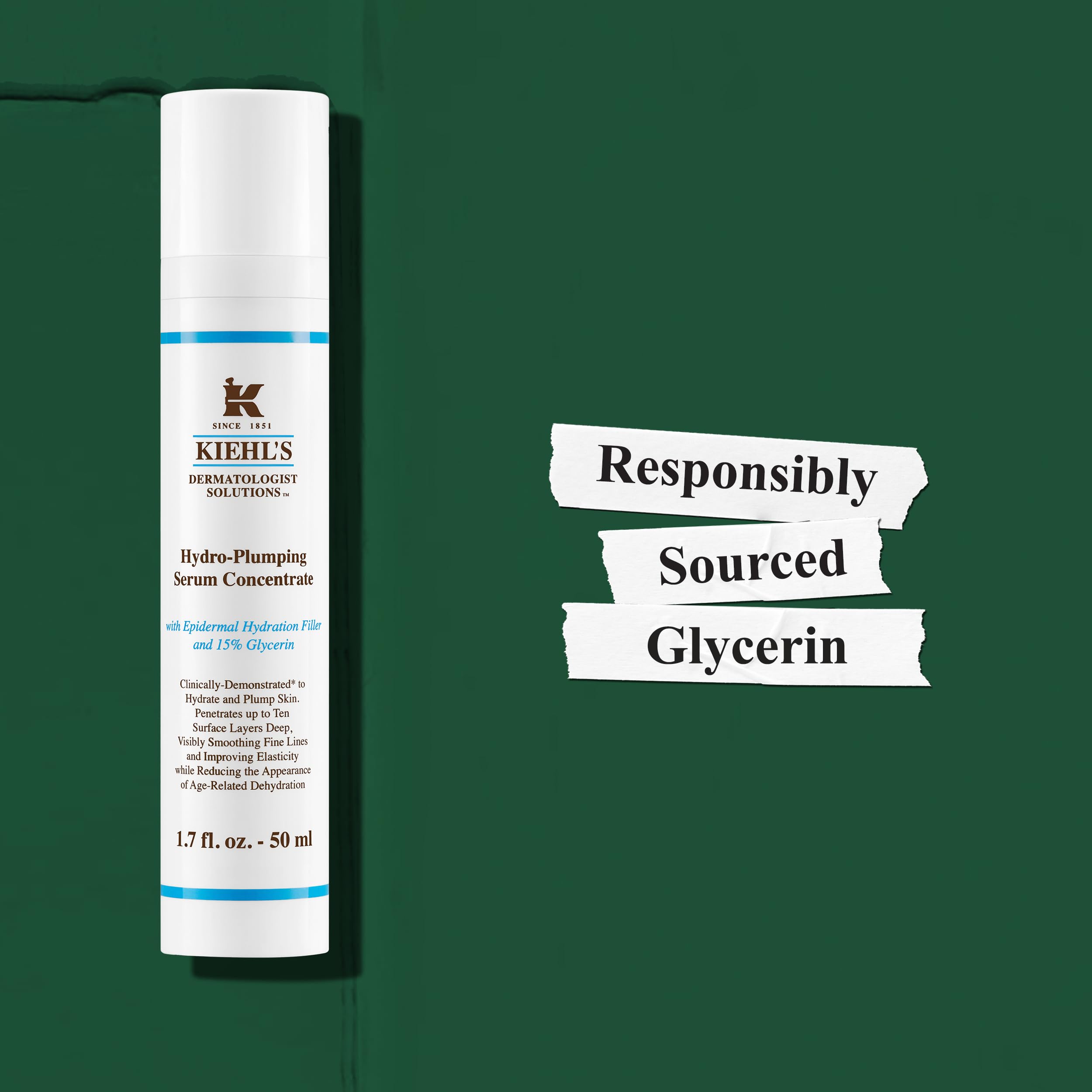 Dermatologist-tested Kiehl's Hydro-Plumping Serum supports comfortable skin.