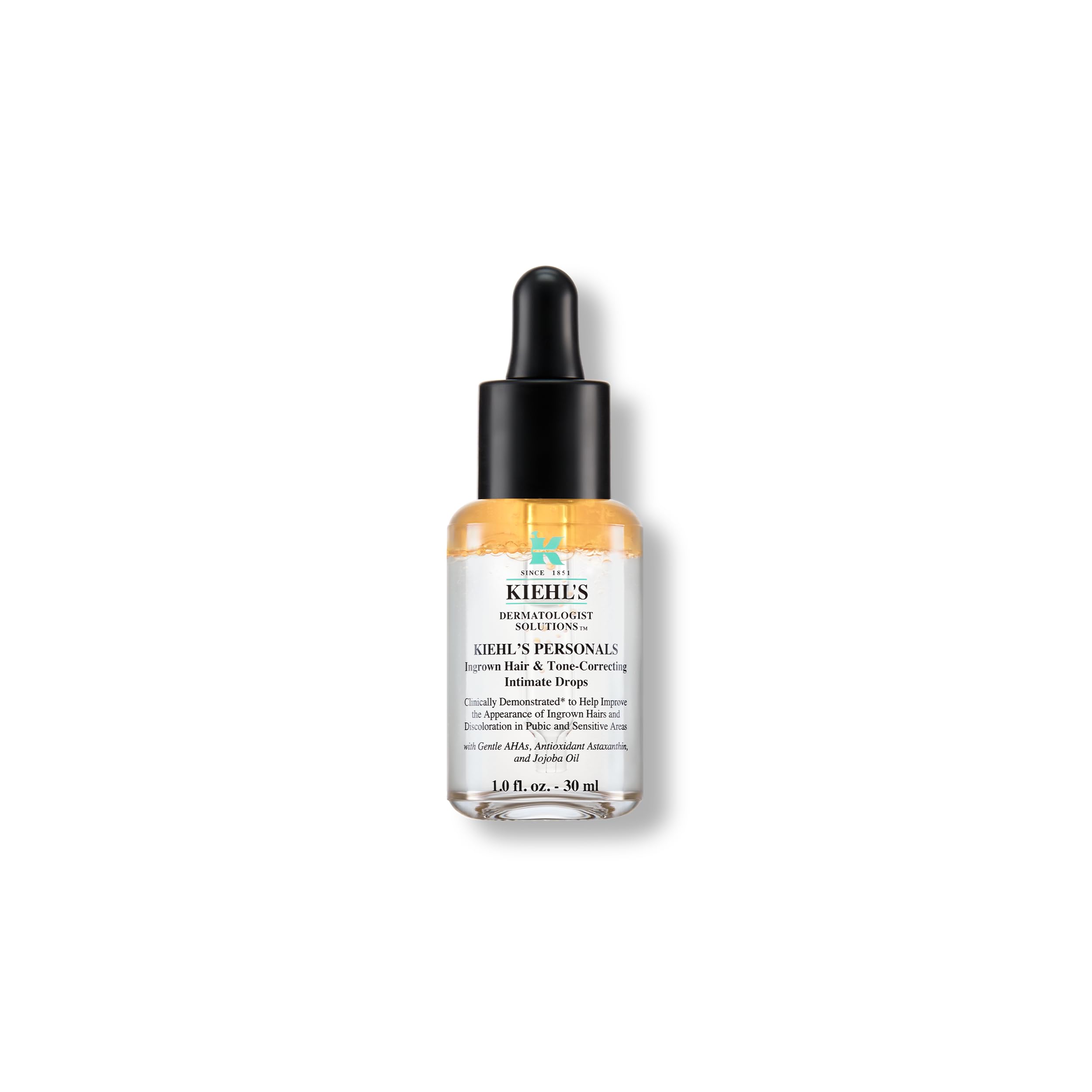 Kiehl's Ingrown Hair Drops bottle on vanity supports smoothing bikini line