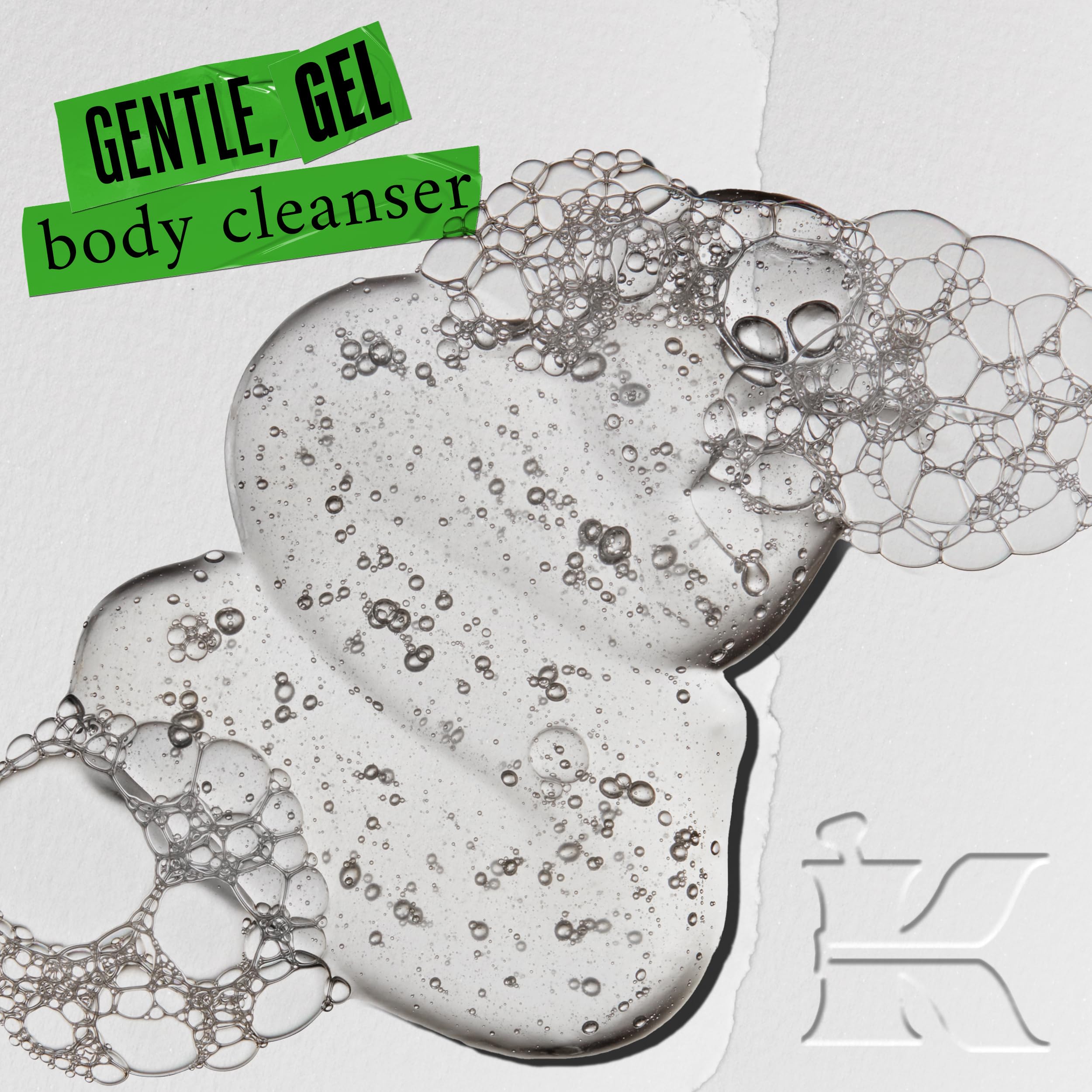 Kiehl's Made for All Gentle Body Cleanser close-up of frothy lather supports mild cleansing.