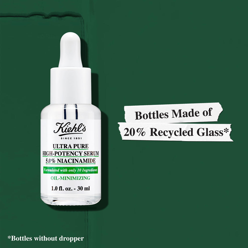 Kiehl's Niacinamide Serum paraben-free label signals clean skincare.
