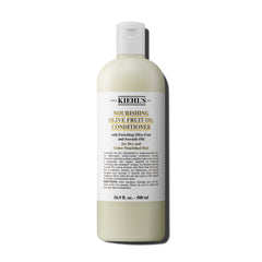 Kiehl's Nourishing Olive Fruit Oil Conditioner bottle shows lightweight hydration for dry hair.