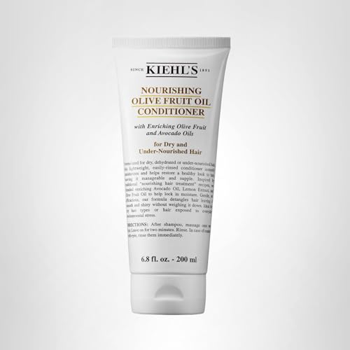 Kiehl's Nourishing Olive Fruit Oil Conditioner packaging shows the 6.8 oz size.