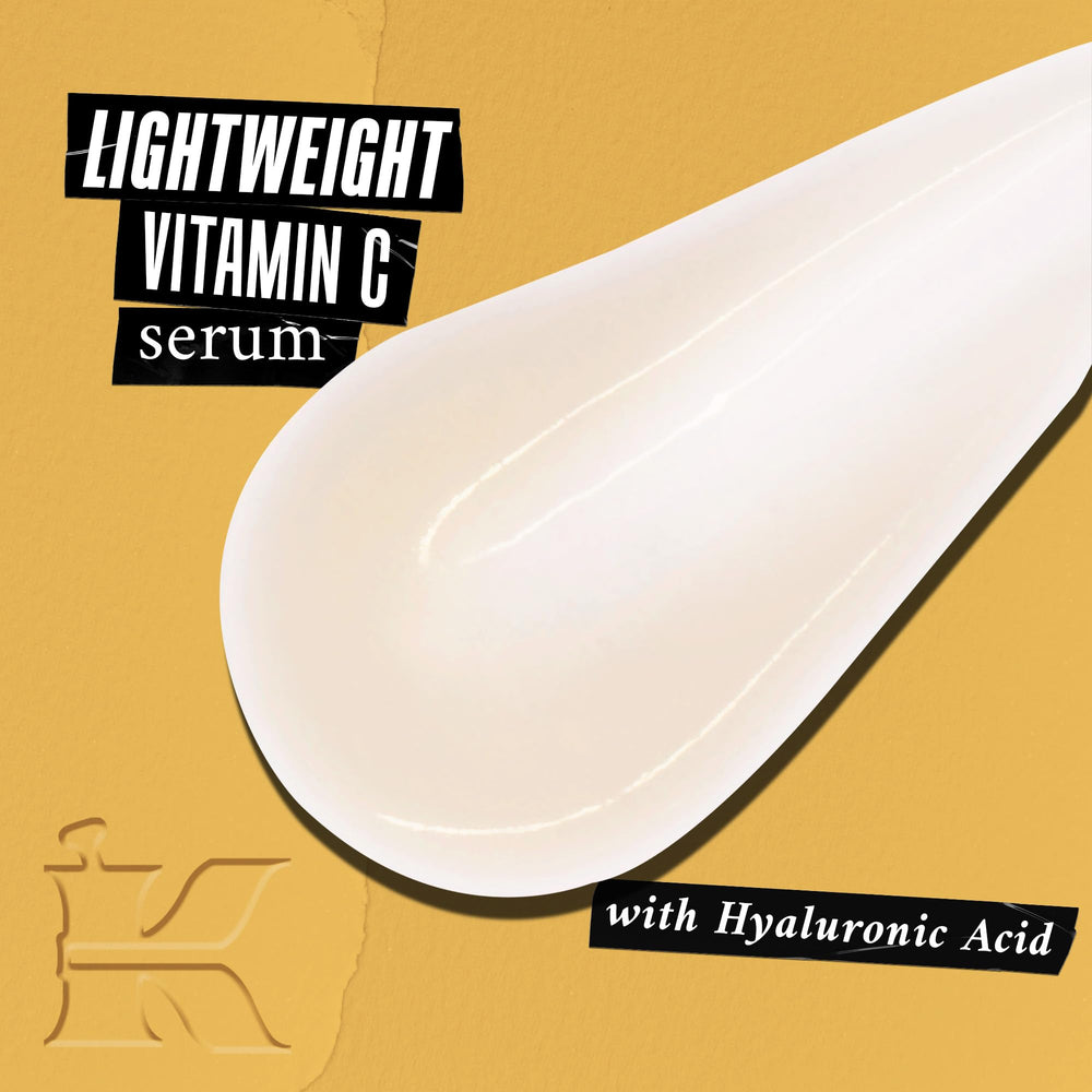 Kiehl's vitamin C serum texture shown for smooth, quick absorption