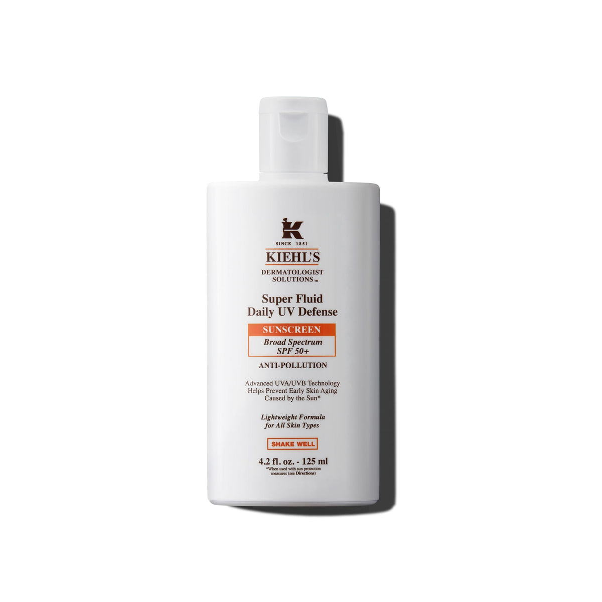 Kiehl's Super Fluid UV Defense bottle ready for daily SPF protection.