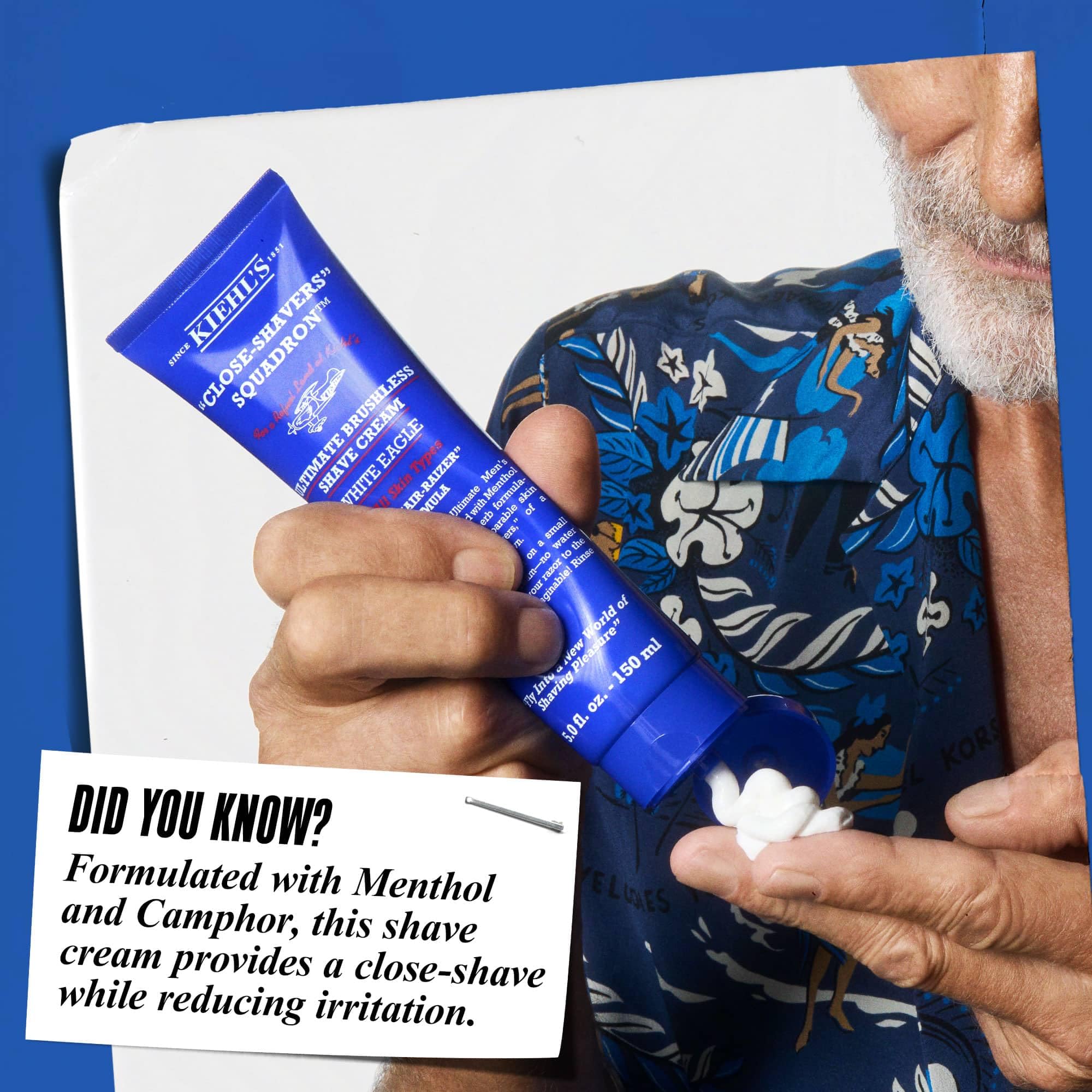Close-up of the smooth texture of Kiehl's brushless shave cream.
