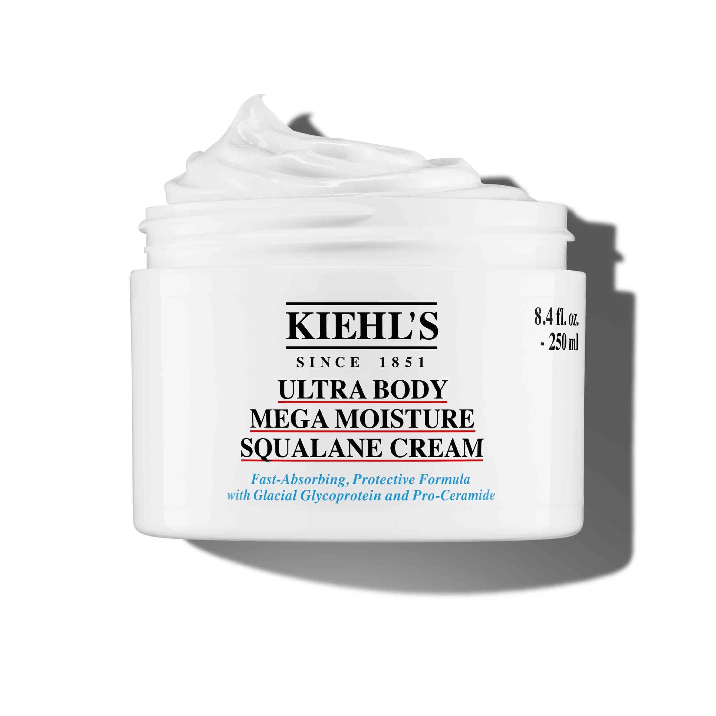 Kiehl's Ultra Body Barrier Repair Cream bottle showing fast absorption for daily hydration